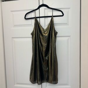 Aritzia Wilfred Shimmering Gold Slip Dress